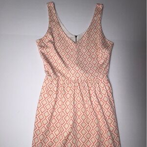 Copper Key Geometric Print Sleeveless V Neck Fit Flare Dress Women Medium